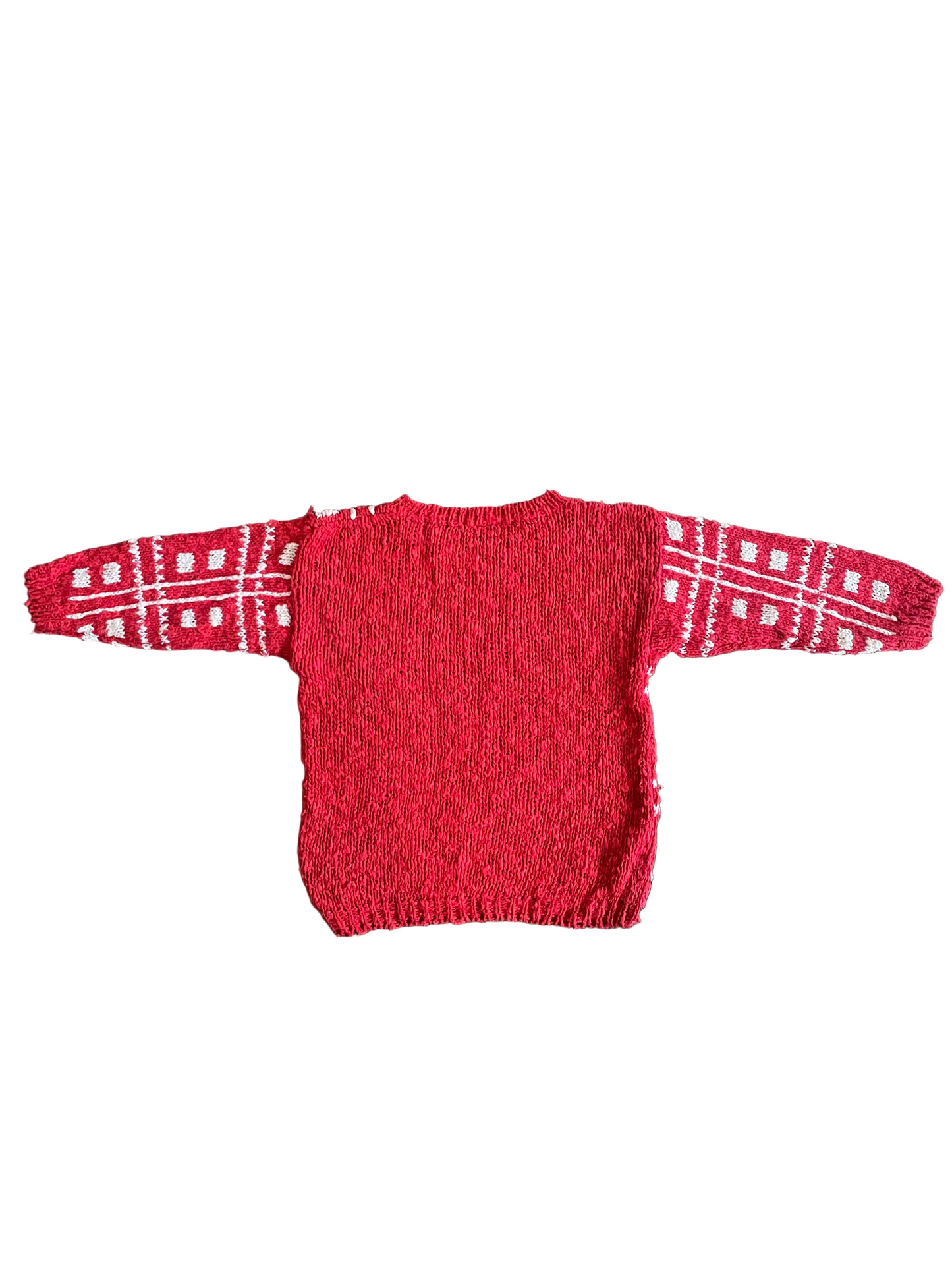 Red + White Abstract Knit Sweater