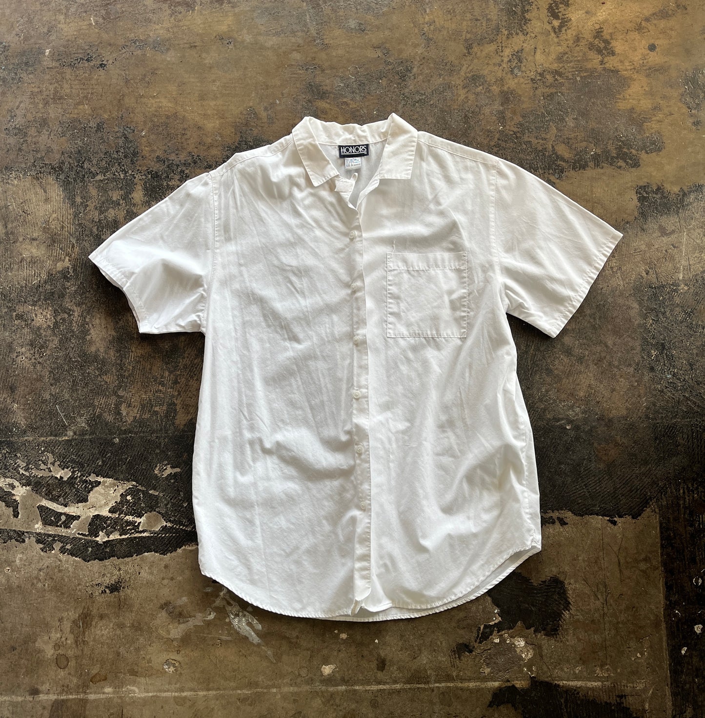 White Honors Short Sleeve Button Up