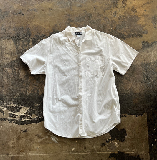 White Honors Short Sleeve Button Up