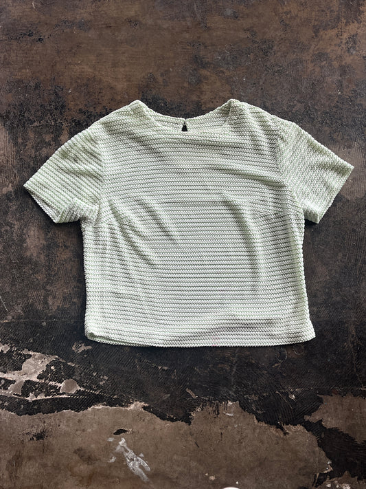 Green + White Knit Shift Top