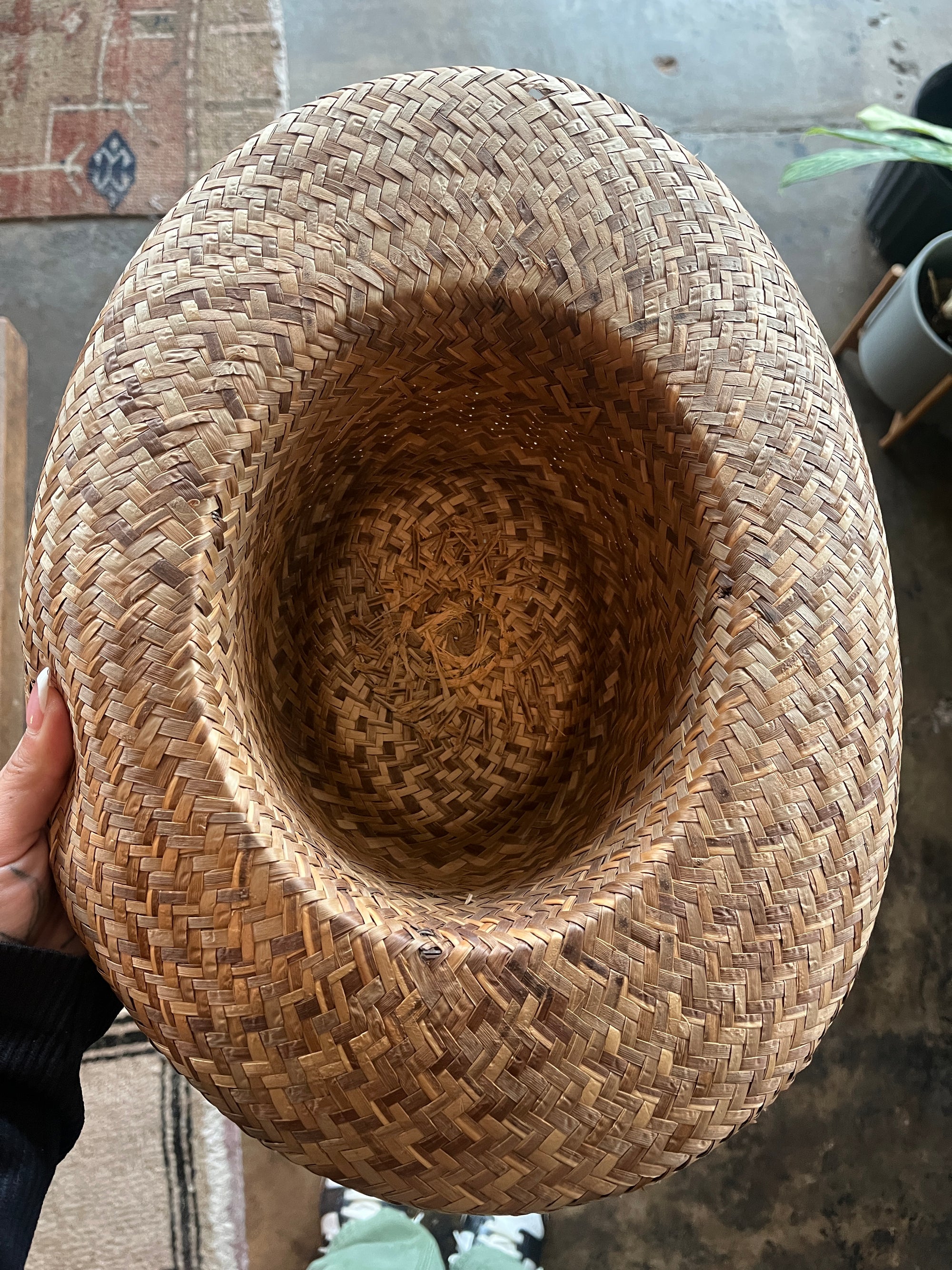 Straw Hat with Cow Hide Band