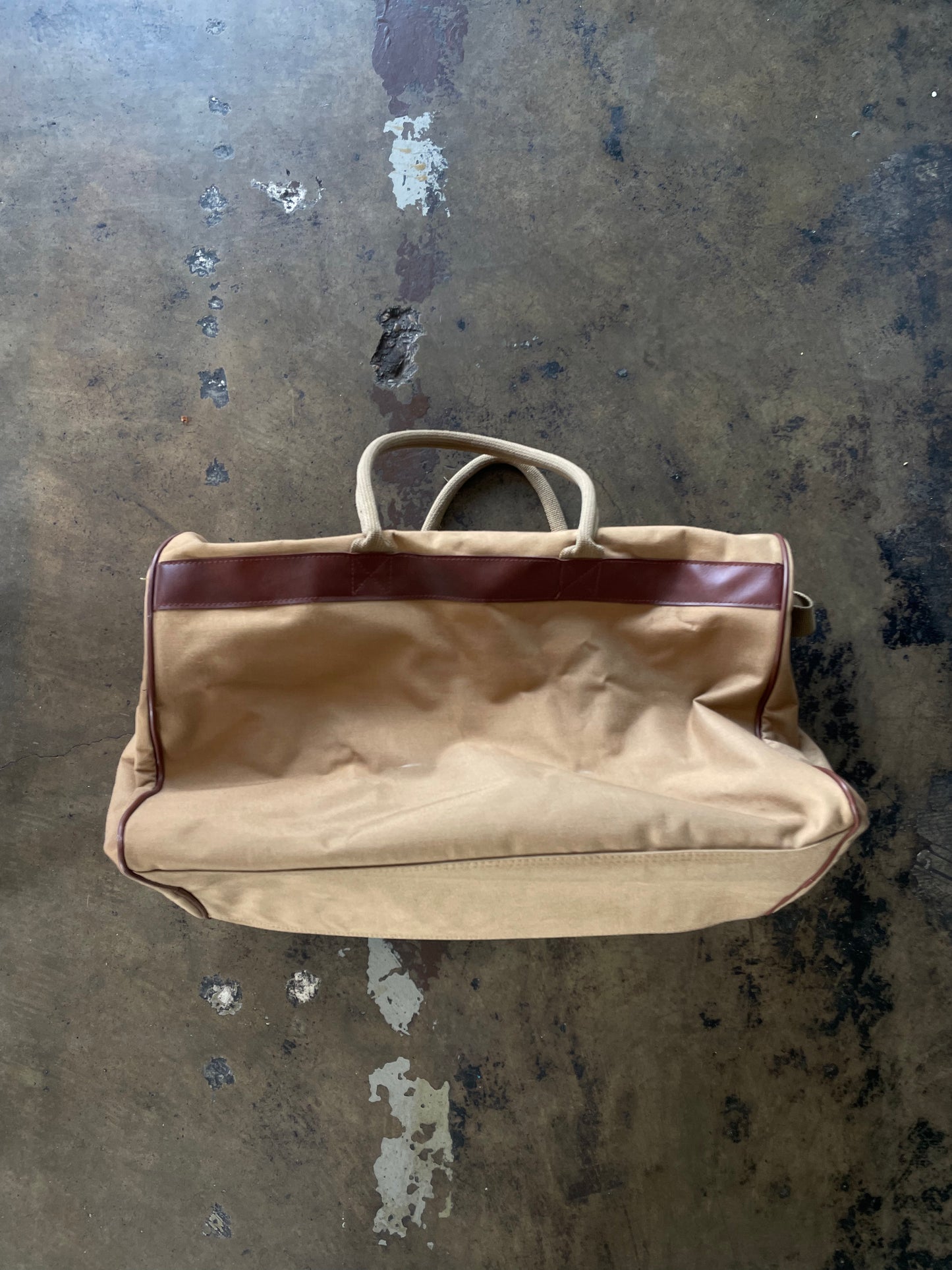 Tan Canvas + Leather Duffle