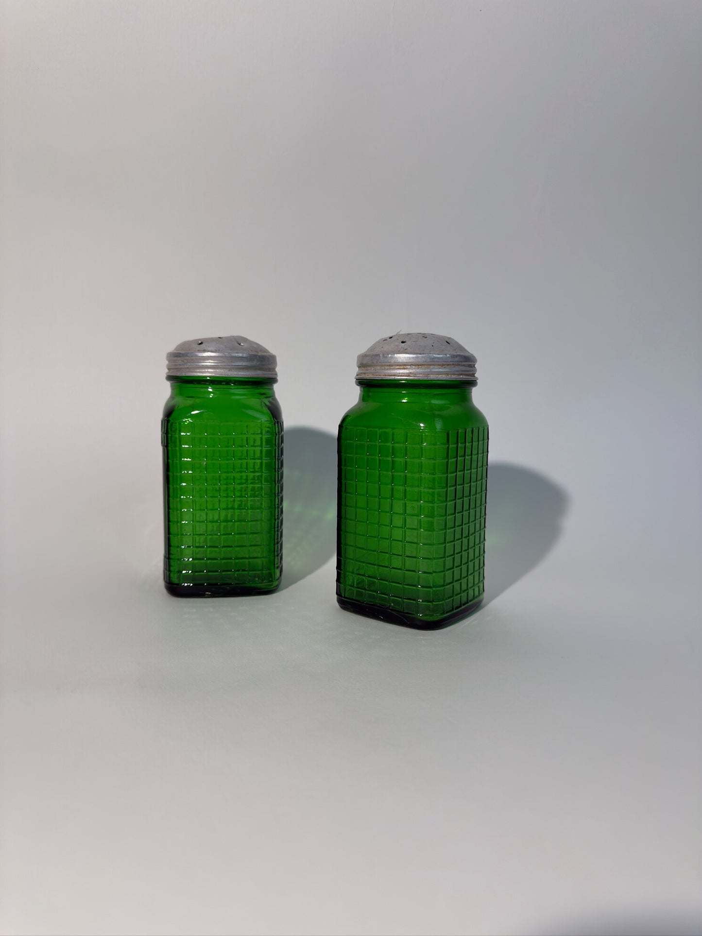 Green Glass Shakers