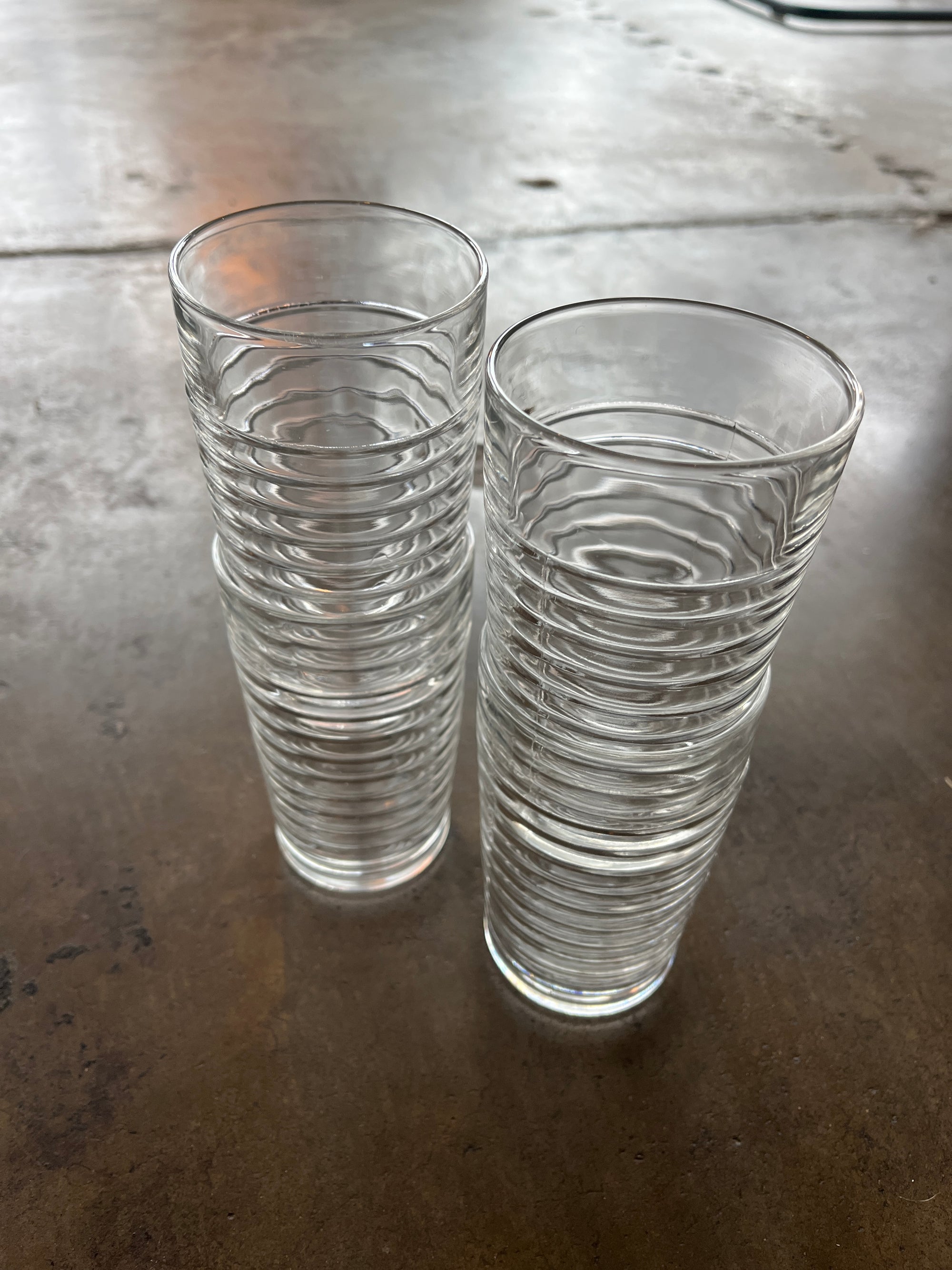 Set of Ribbed Glass Drinkware