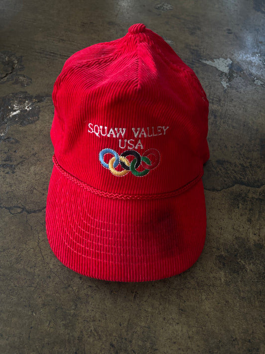 Red Corduroy Squaw Valley Olympic Hat