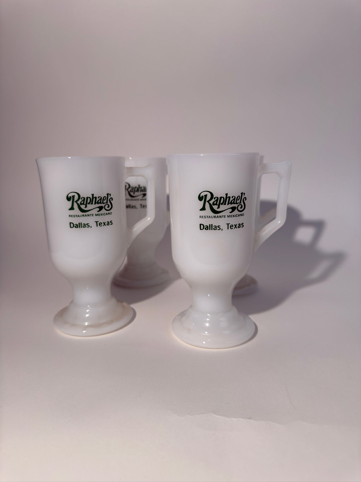 Set of 4 Raphael's Milk Glass Cups