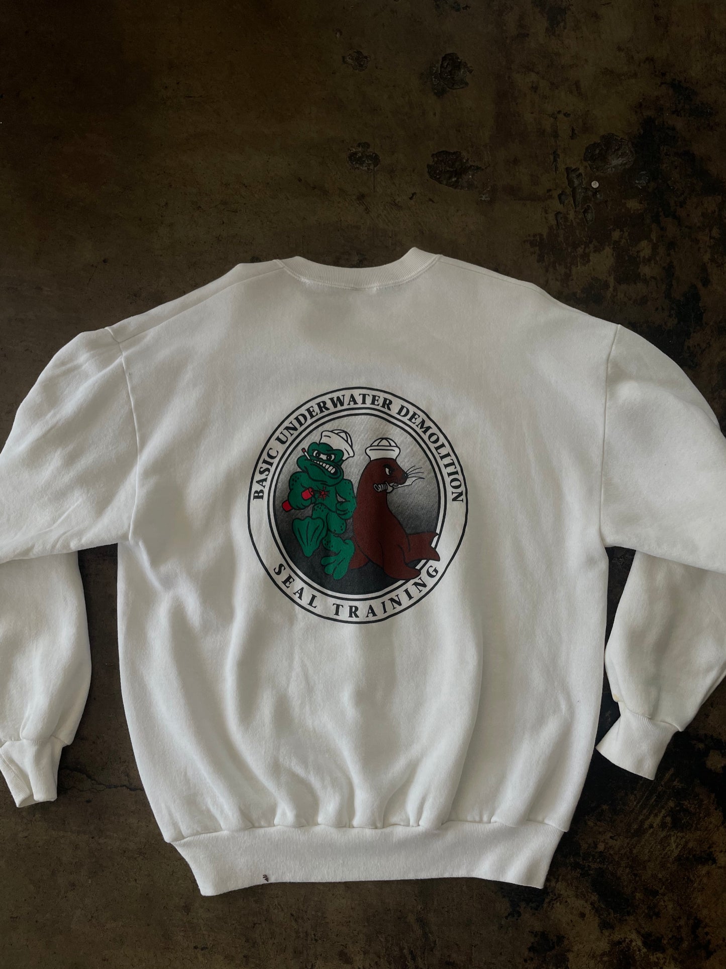 White Underwater Demo Seal Training Crewneck Sweater