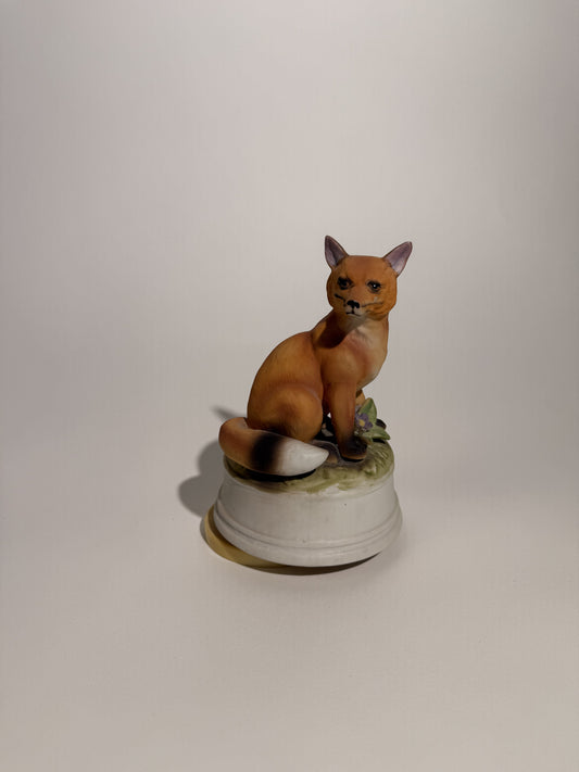 Ceramic Fox Music Box