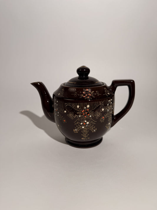 Handpainted Brown Ceramic Tea Pot
