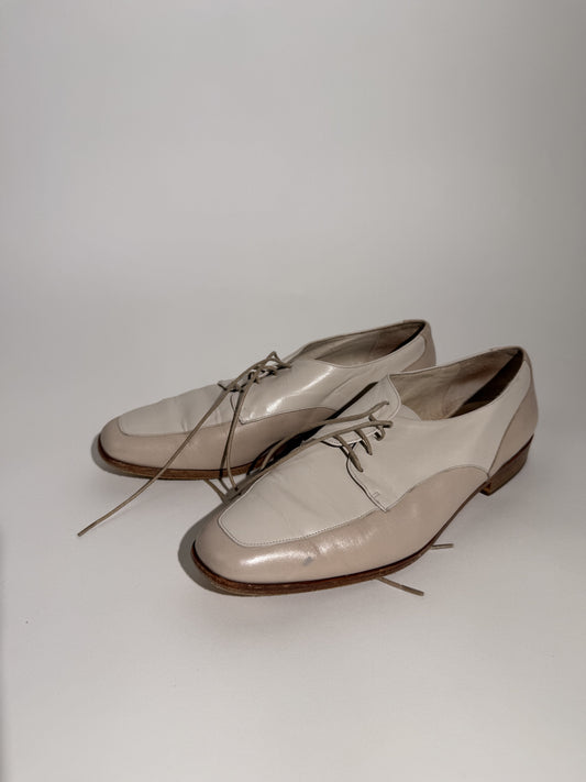 Almafi Taupe Leather Laced Loafers
