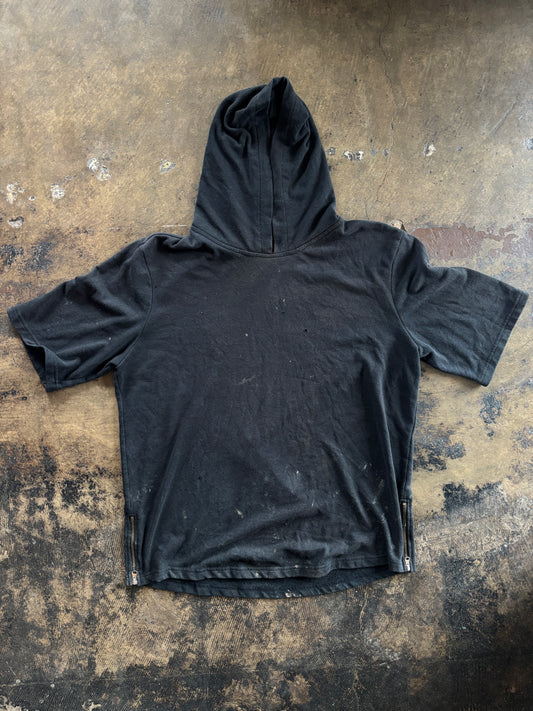 Black Short Sleeve Zipper Hoodie