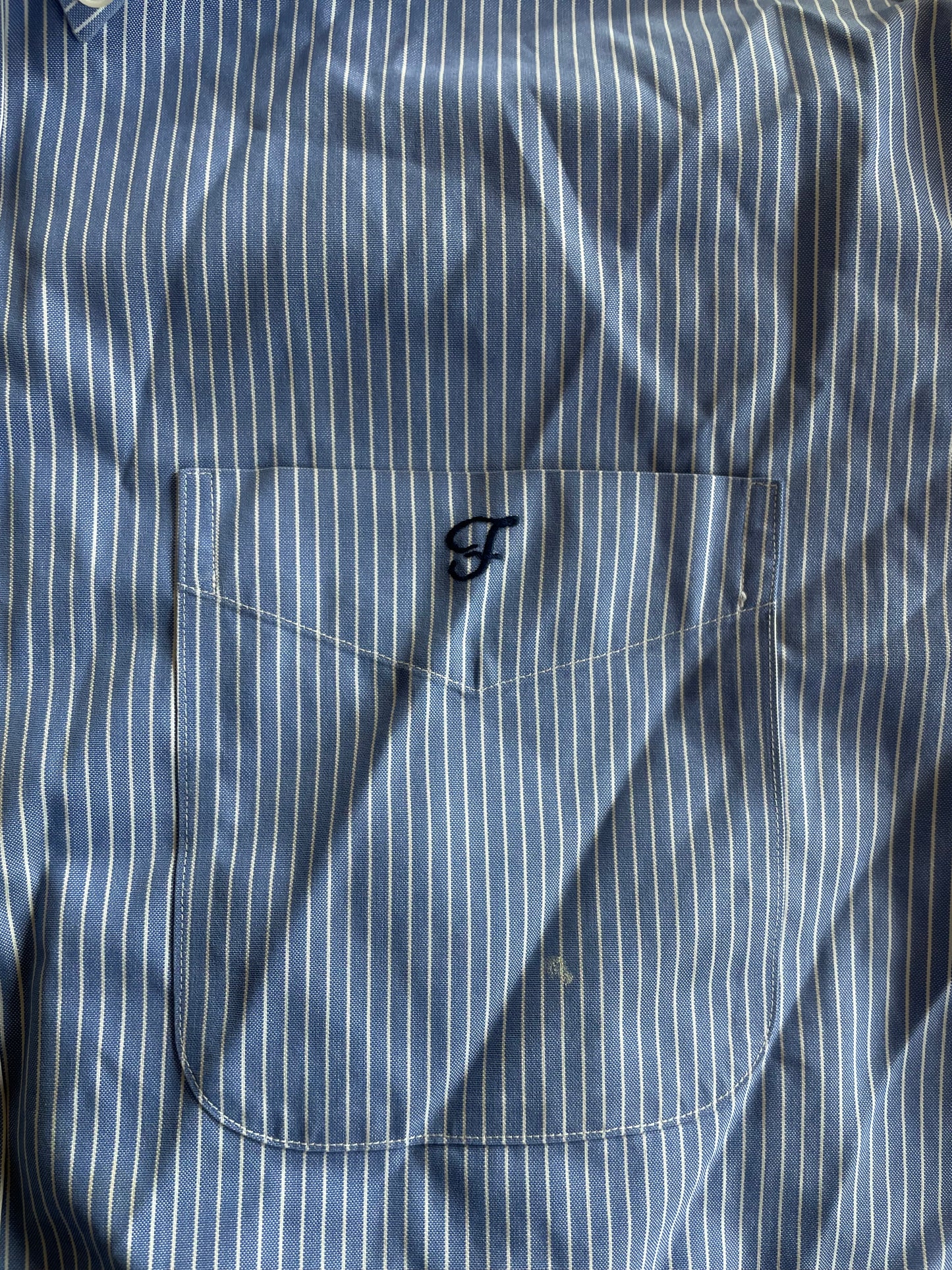 LL Bean Blue & White Striped Button Up