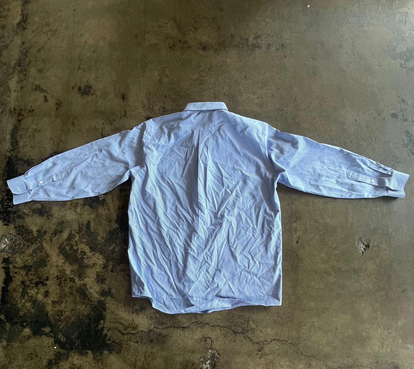 LL Bean Blue & White Striped Button Up