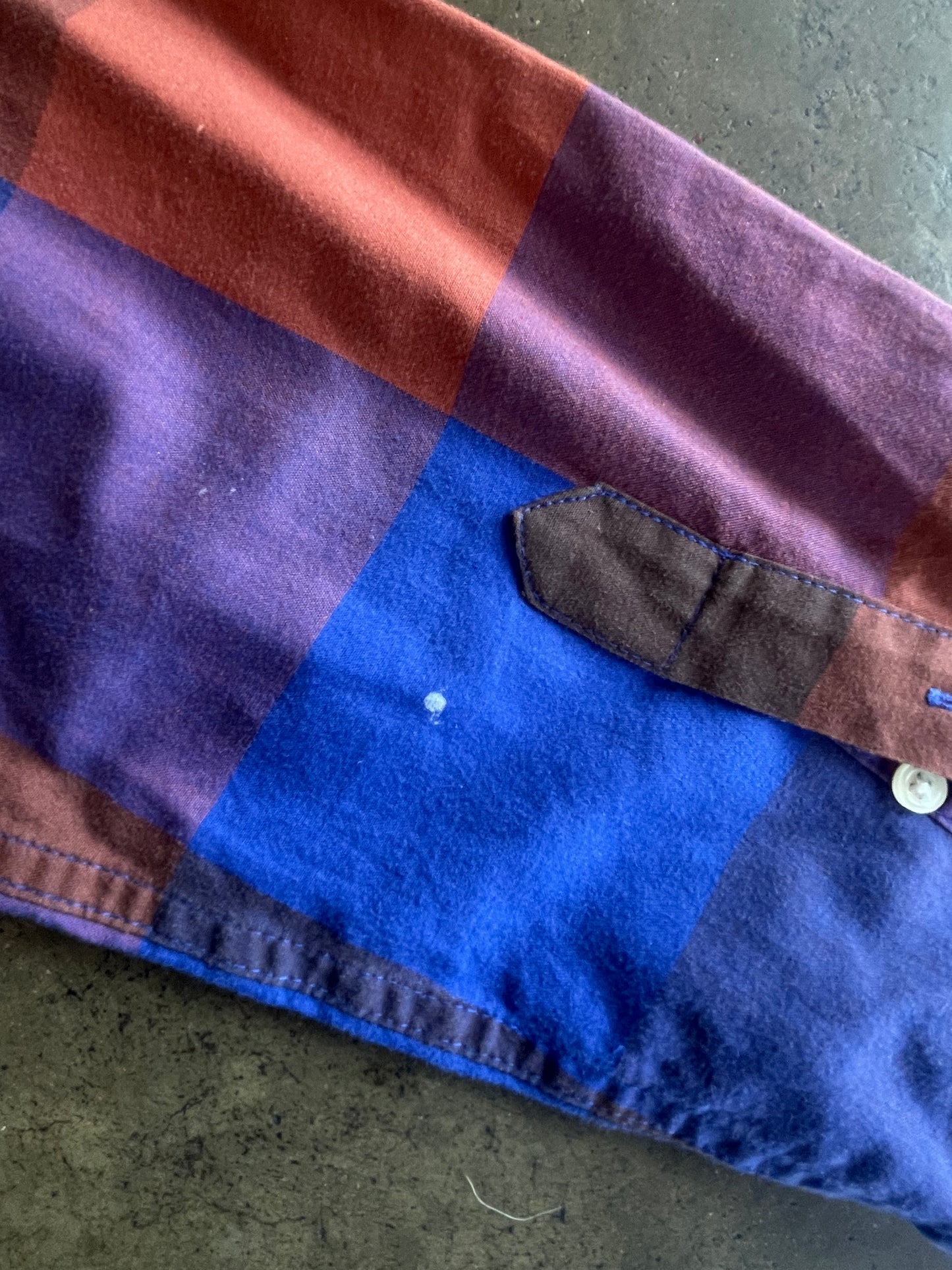 LL Bean Blue + Rust Plaid Button Up