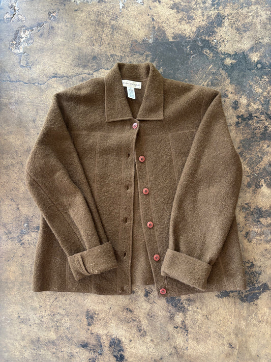 Brown Wool Button Up