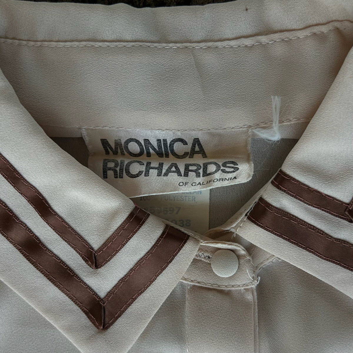 Cream + Brown Trim Blouse