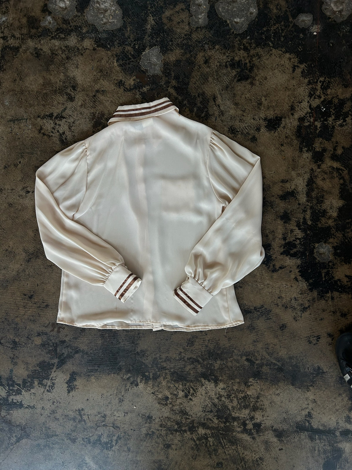 Cream + Brown Trim Blouse