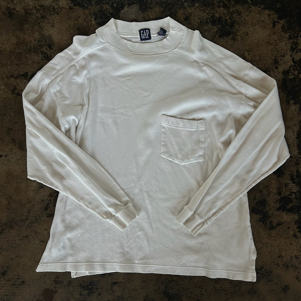 Gap White Long Sleeve Pocket Tee
