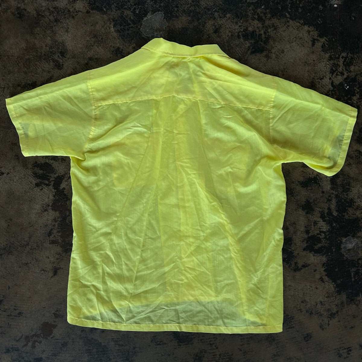 Yellow Hand Stitched Detail Short Sleeve Button Up
