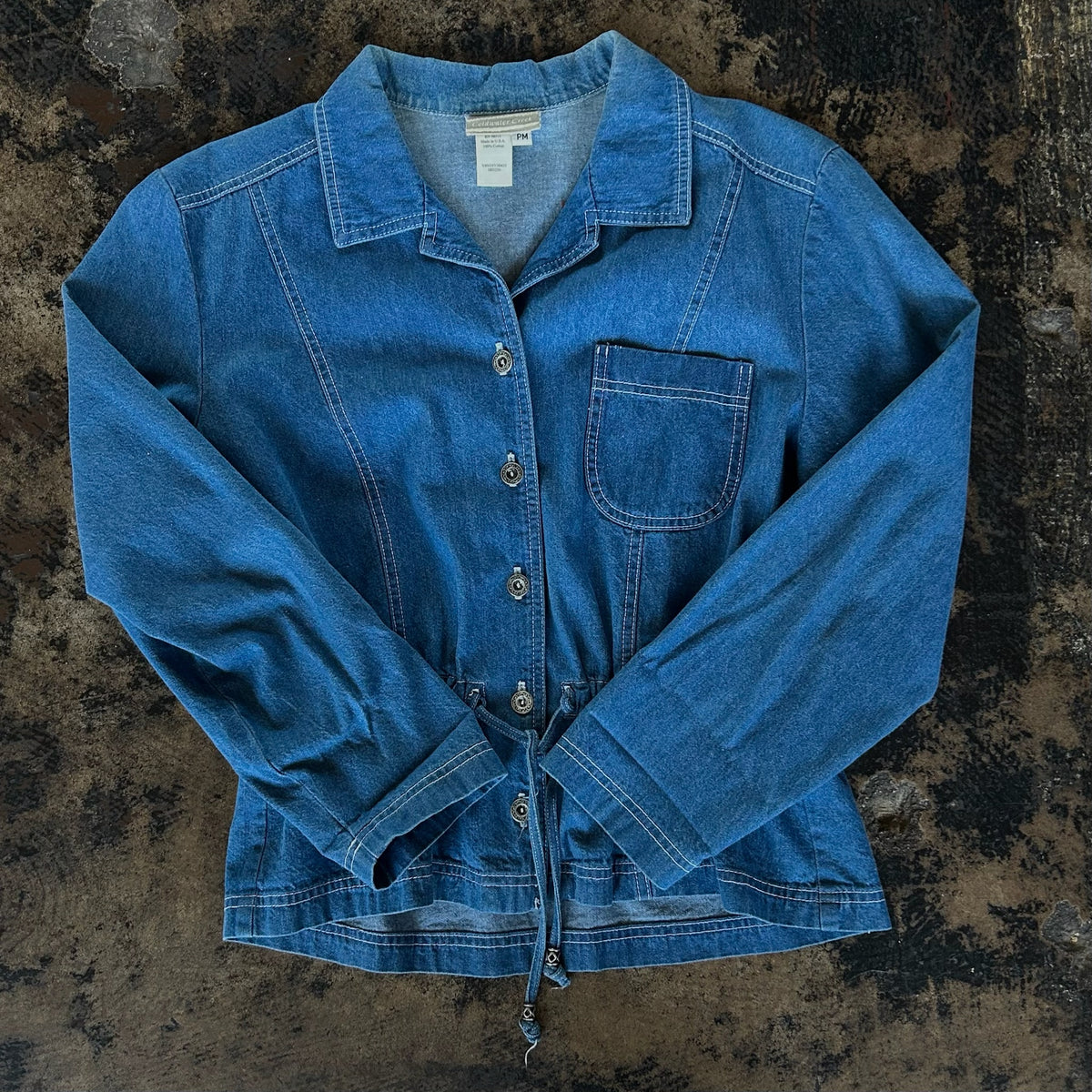 Tie Front Denim Button Up Blouse