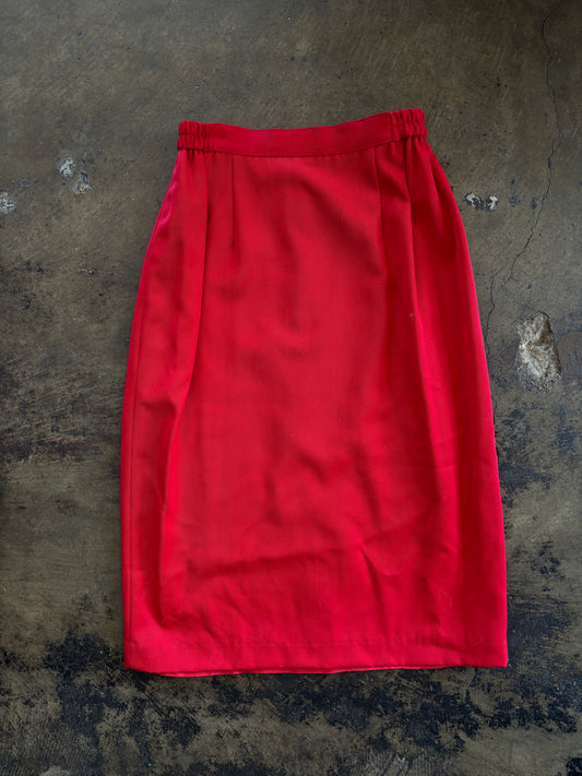 Red Wool Midi Skirt