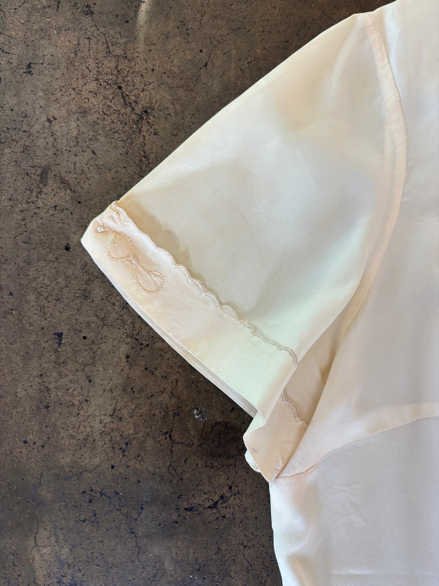 Cream Embroidered Short Sleeve Blouse