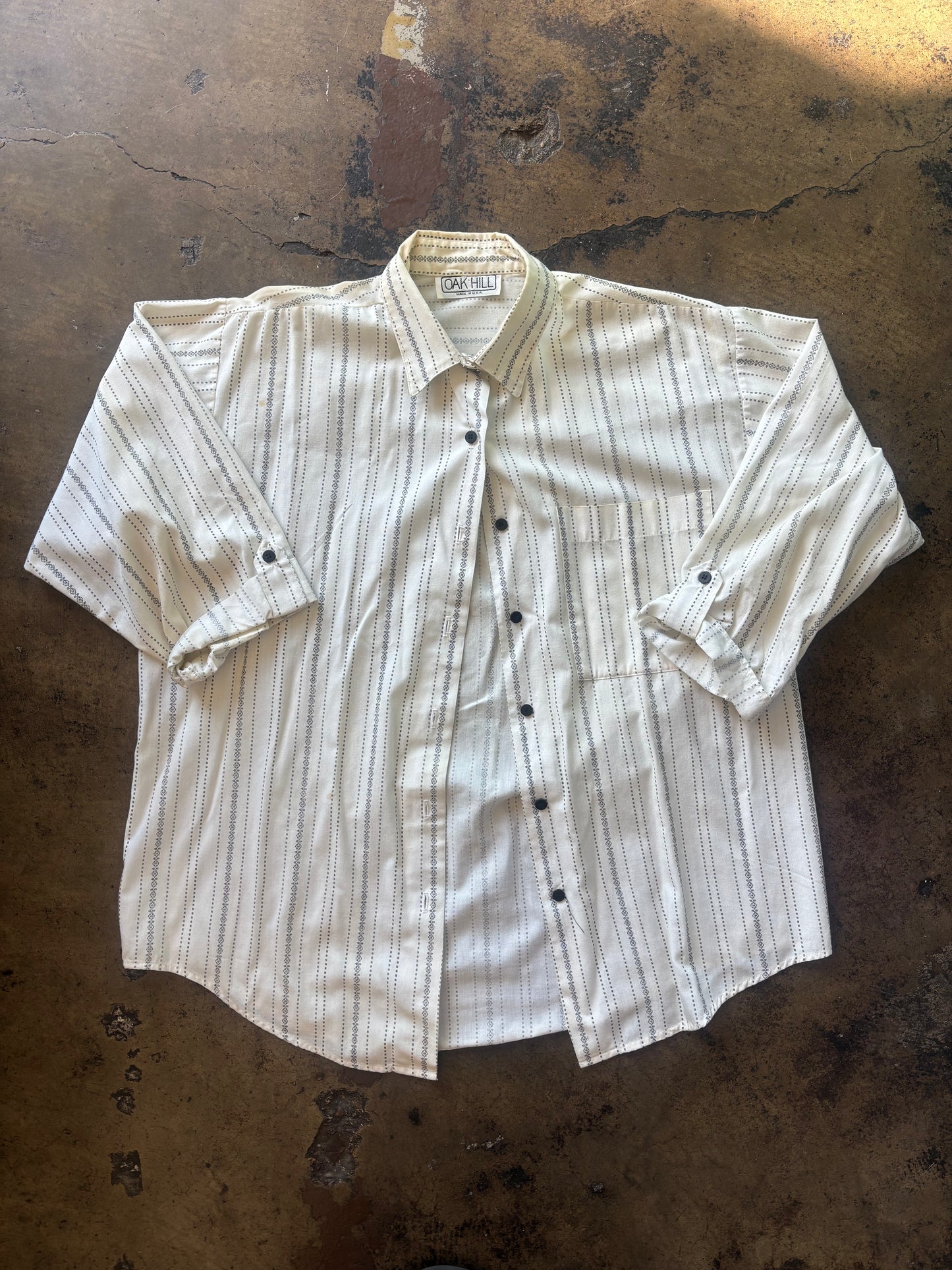 Black + White Patterned Button Up