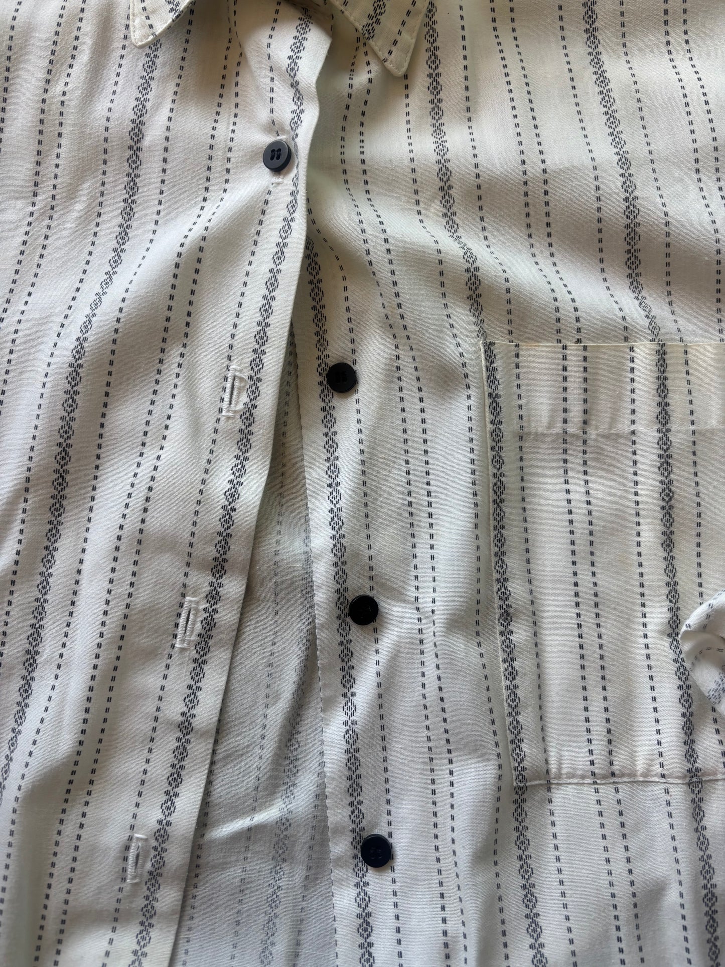 Black + White Patterned Button Up