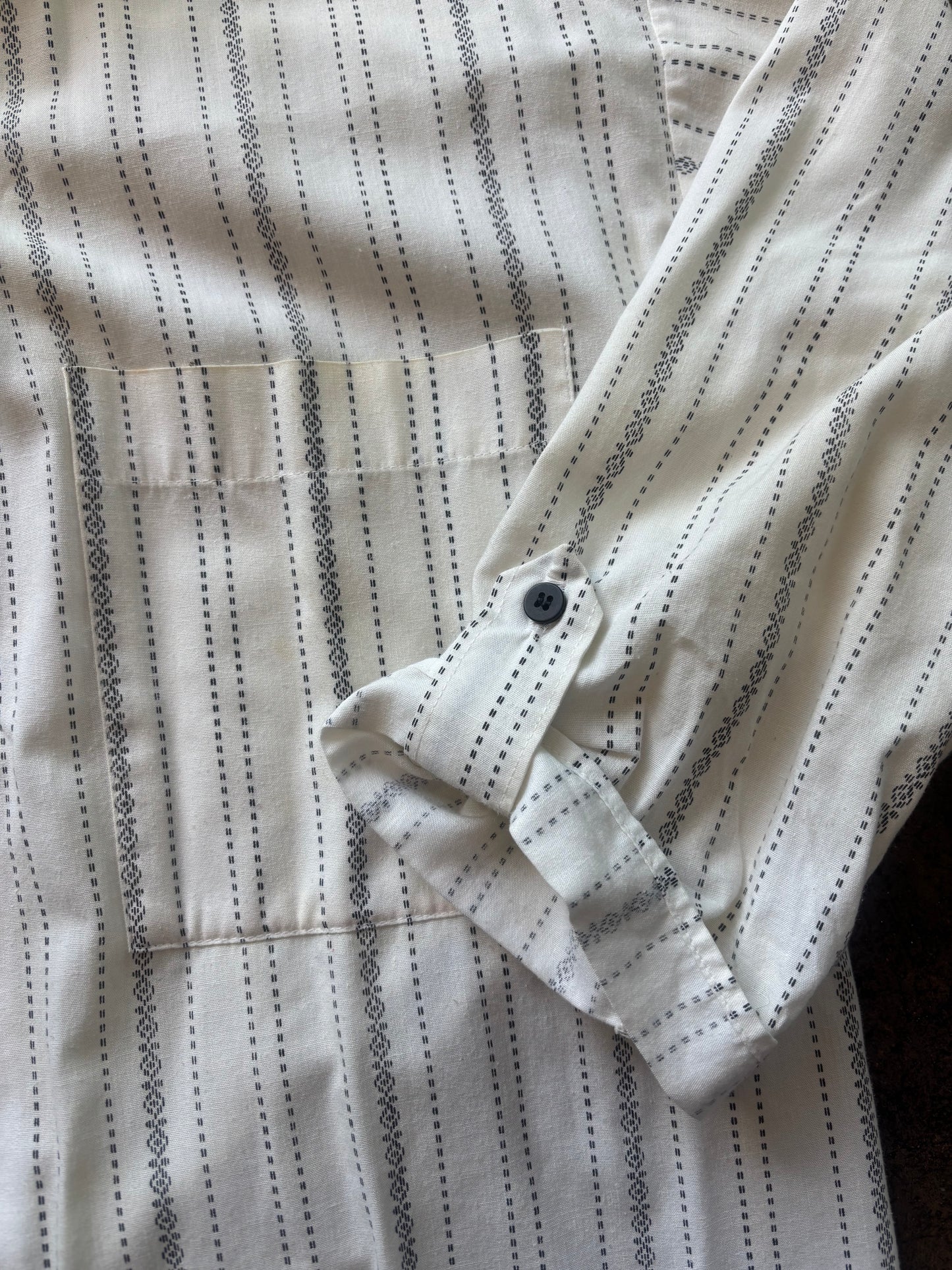 Black + White Patterned Button Up