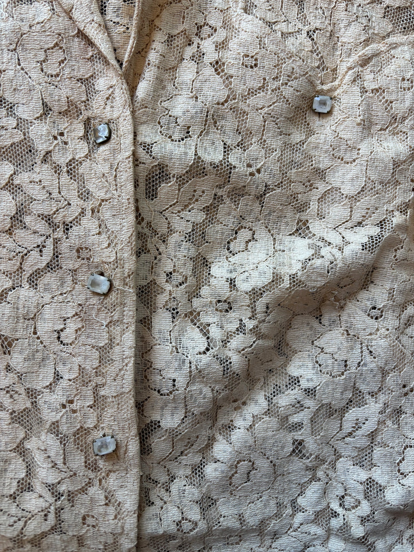 Tan Lace Short Sleeve Blouse