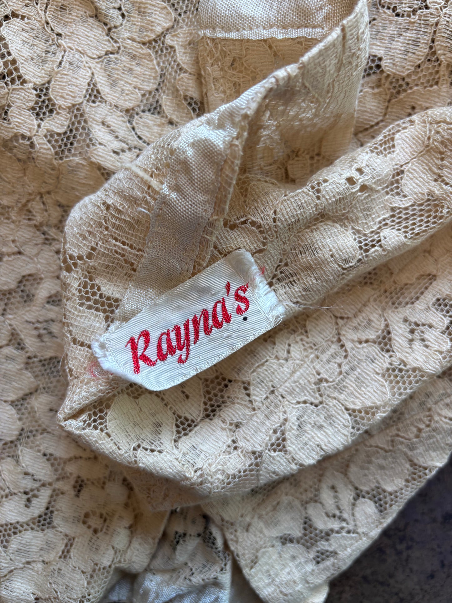 Tan Lace Short Sleeve Blouse
