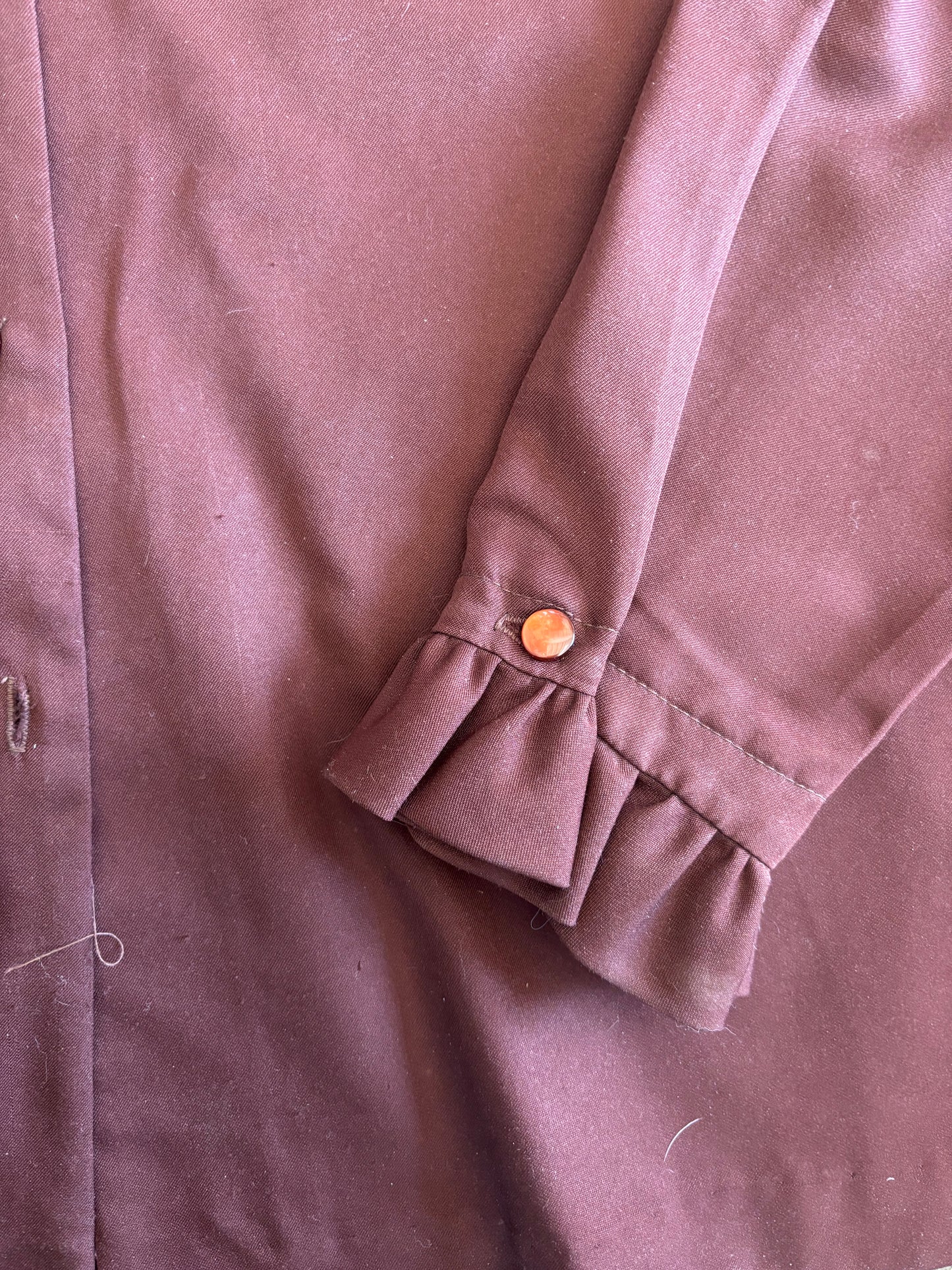 Brown Ruffle Trim Blouse