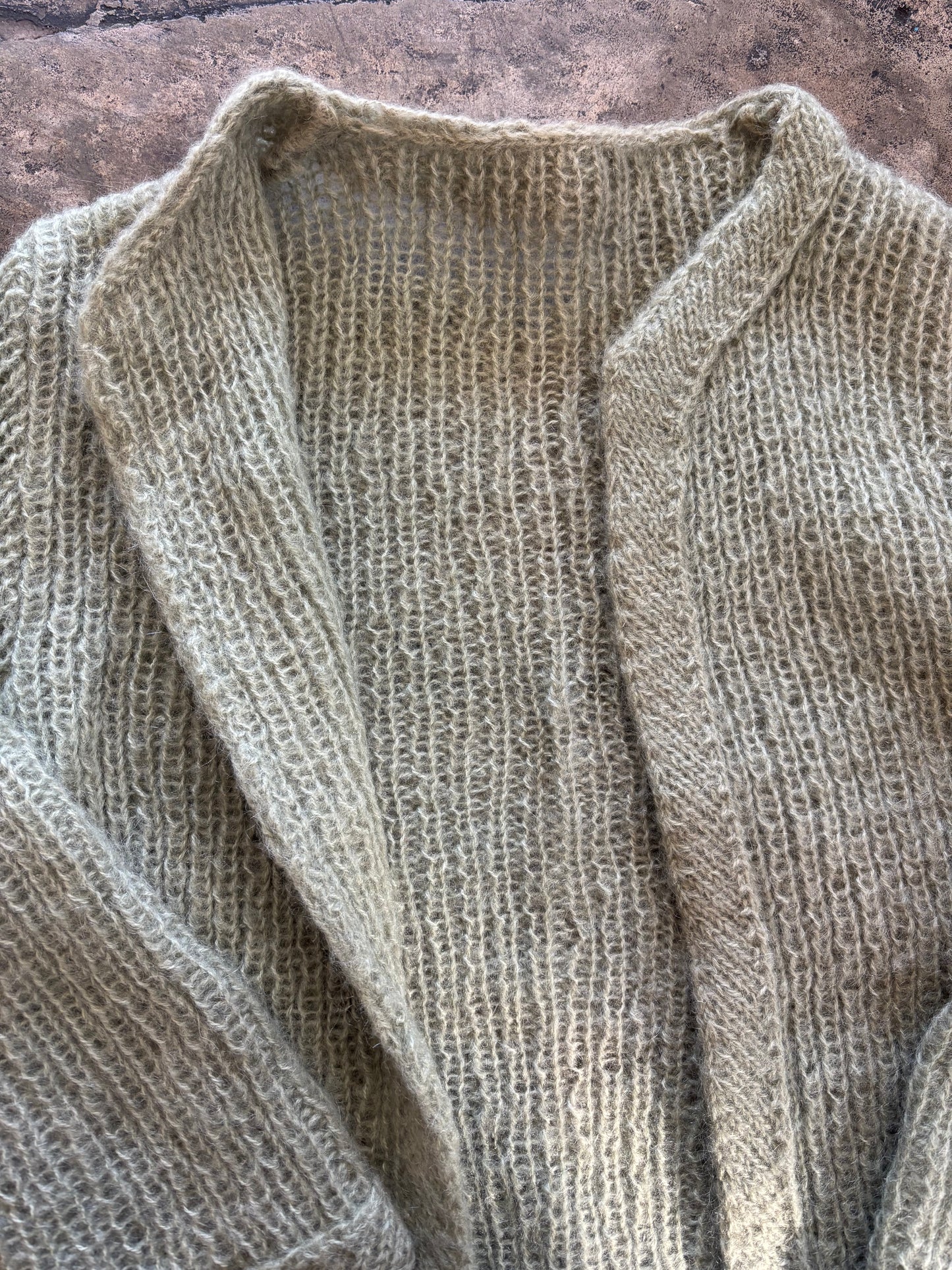 Green Open Front Knit Cropped Sweater