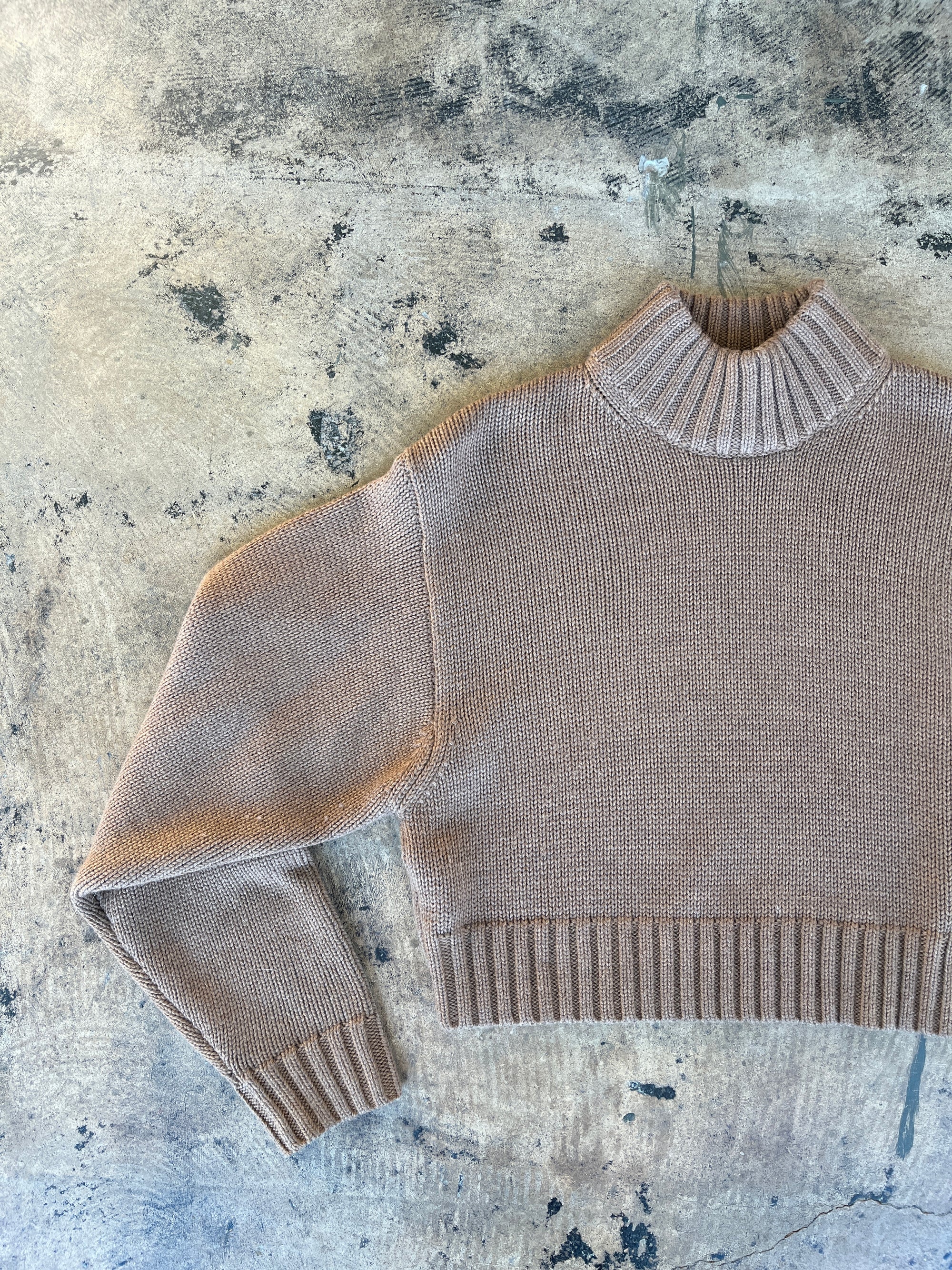 Brown Mock Neck Cropped Sweater