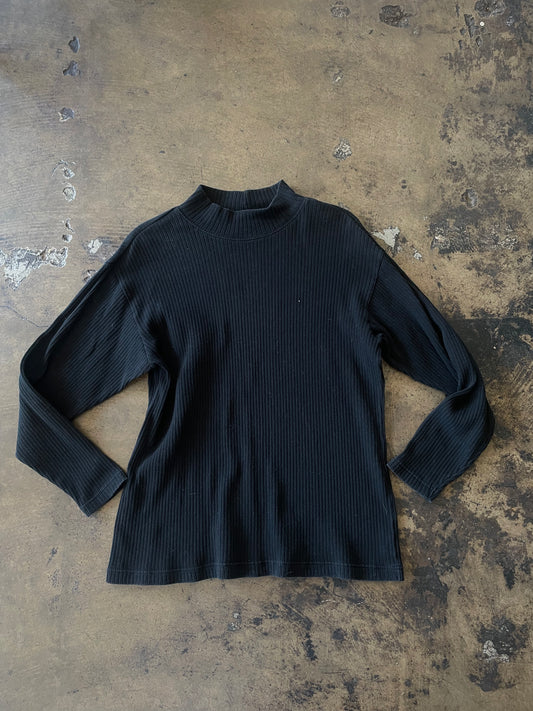 Black Eddie Bauer Mock Neck Knit Sweater