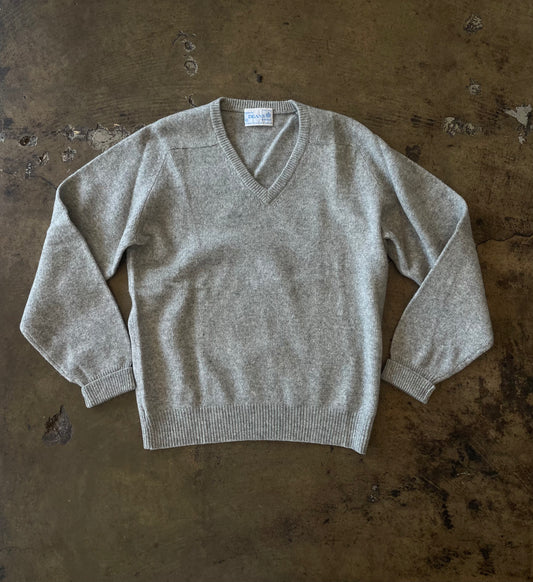 Gray V Neck Knit Sweater