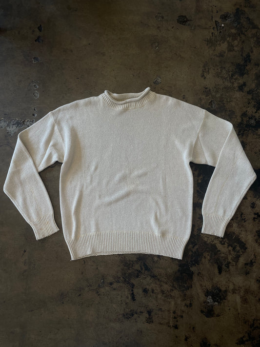 Cream Mock Neck Knit Sweater