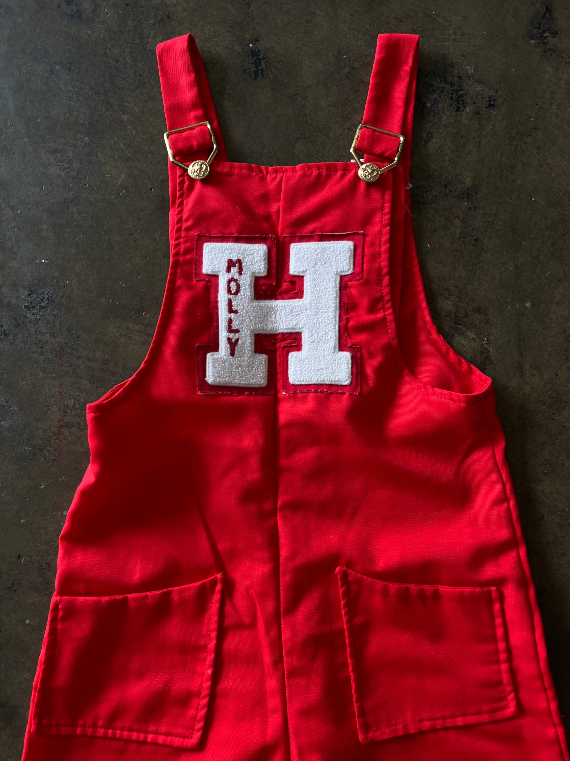 "Molly" Red Varsity Overalls