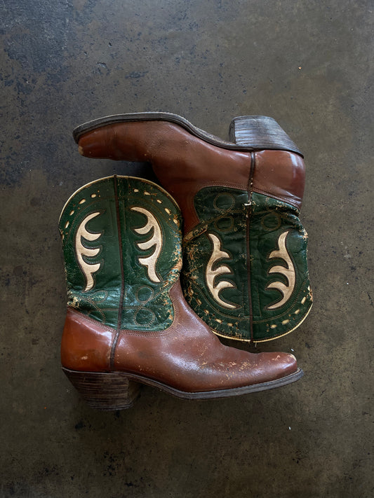 Acme Green & Brown Cowboy Boots