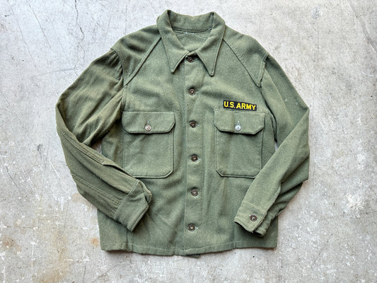 Olive Wool Military Button Down