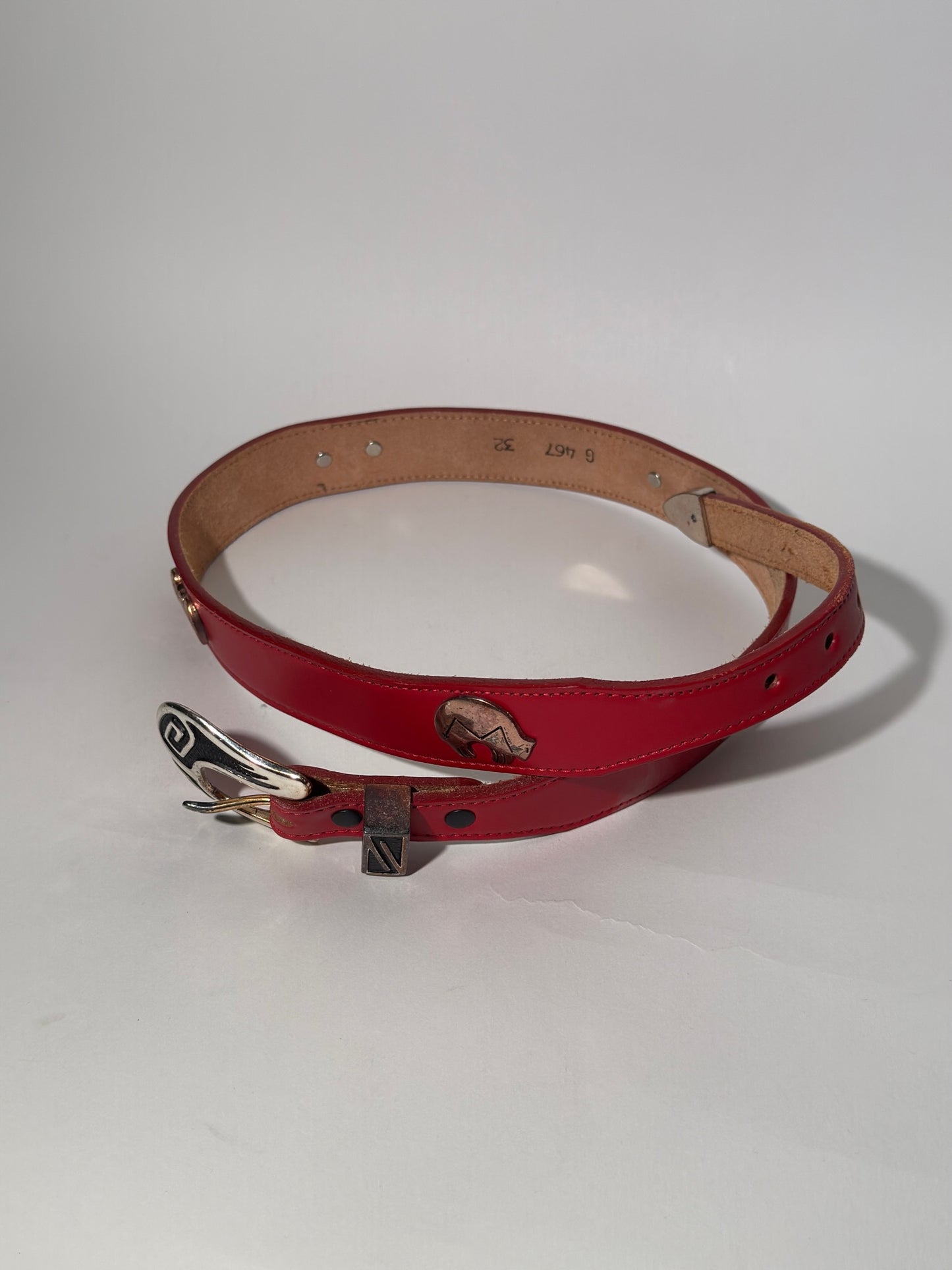 Red Leather Southwest Animal Belt