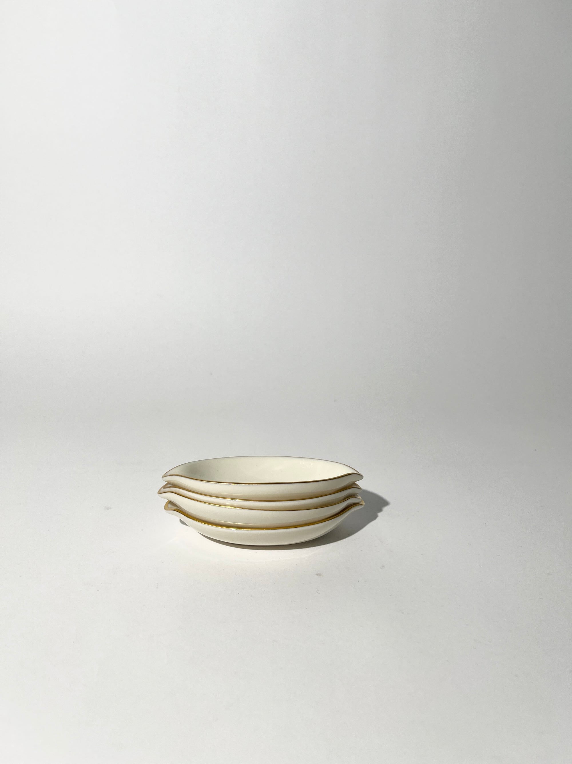 Cream Gold Trim Mini Ceramic Dish Set