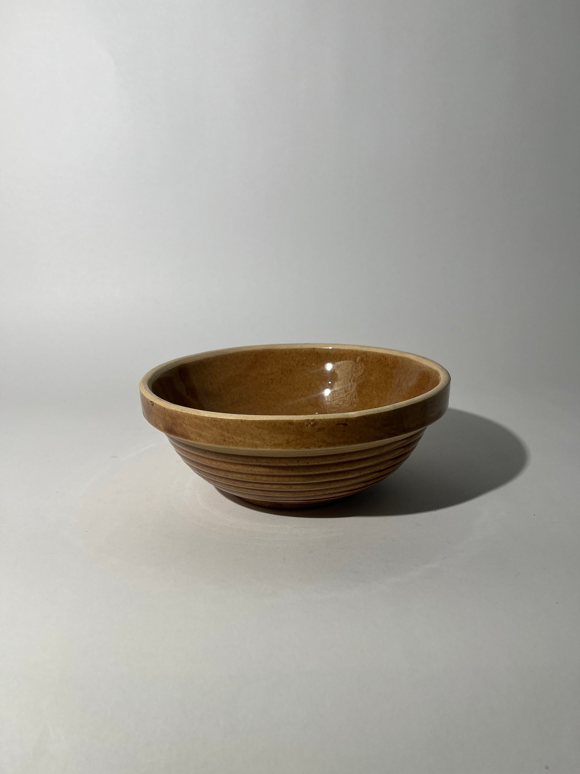 Brown Ribbed Ceramic Bowl