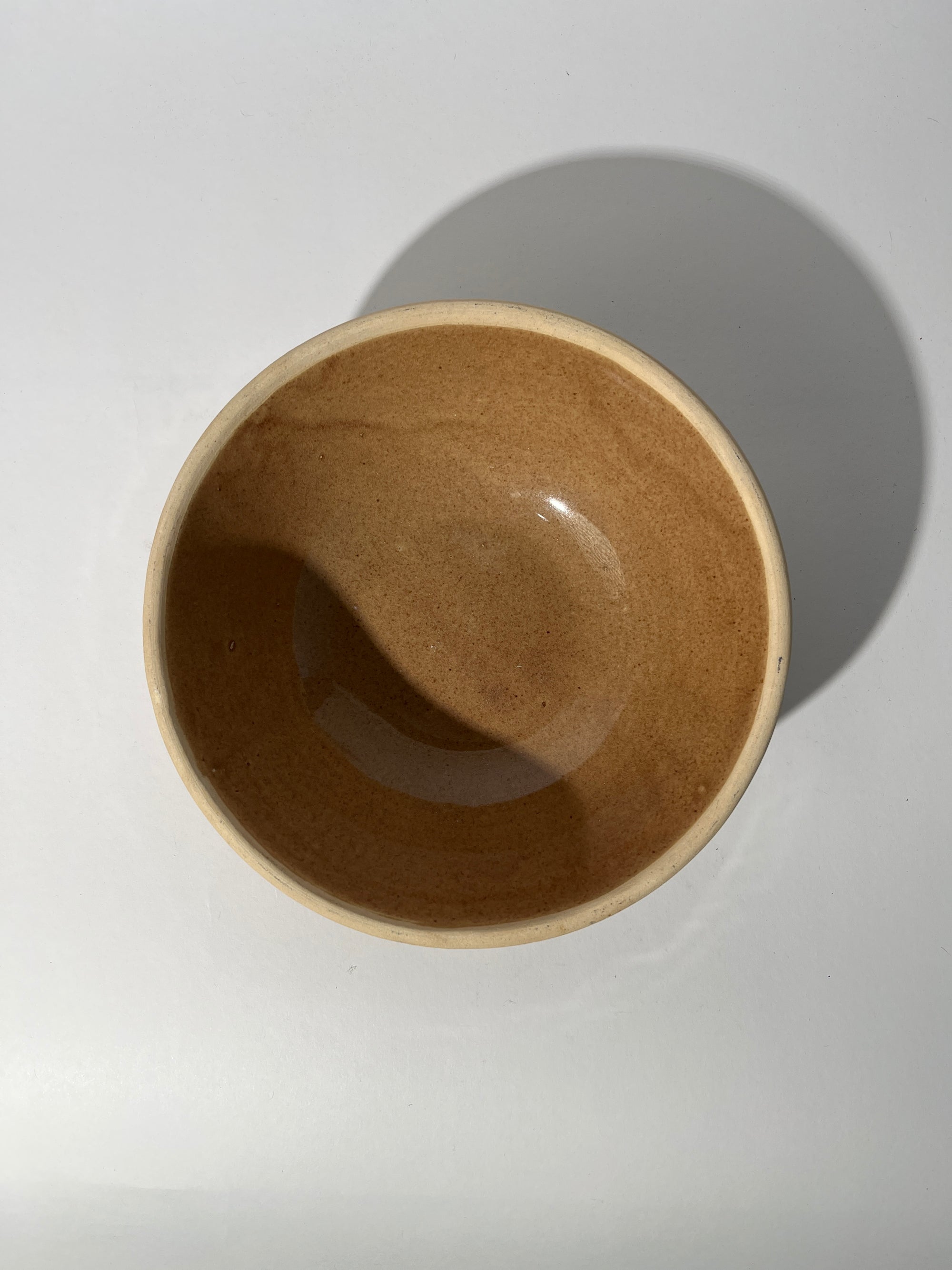 Brown Ribbed Ceramic Bowl