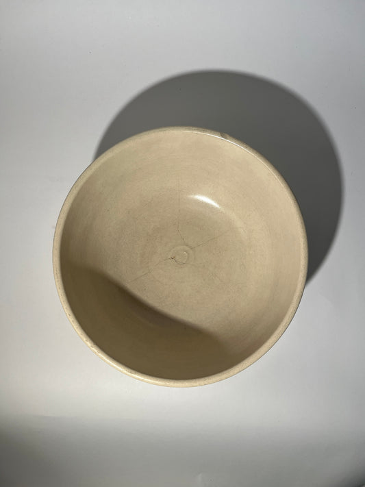 Large Cream Ribbed Bowl