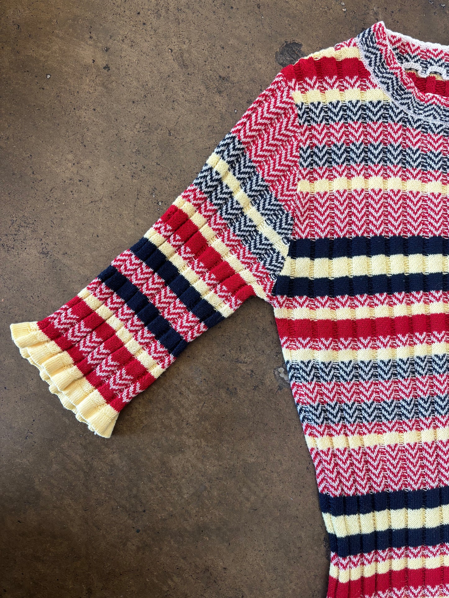 Primary Color Patterned Knit Dress