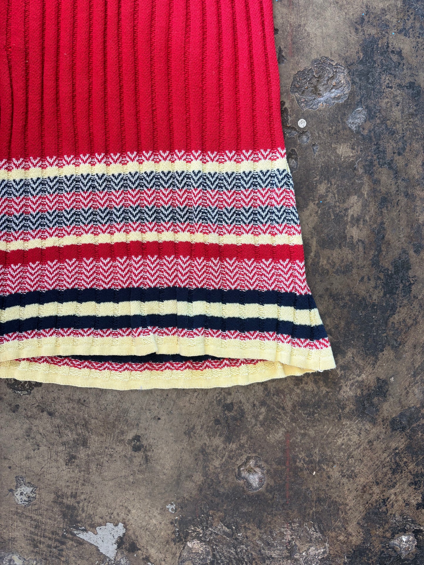 Primary Color Patterned Knit Dress