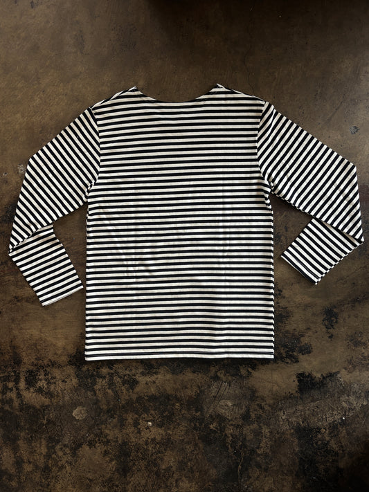 Black + White Stripe Long Sleeve Tee