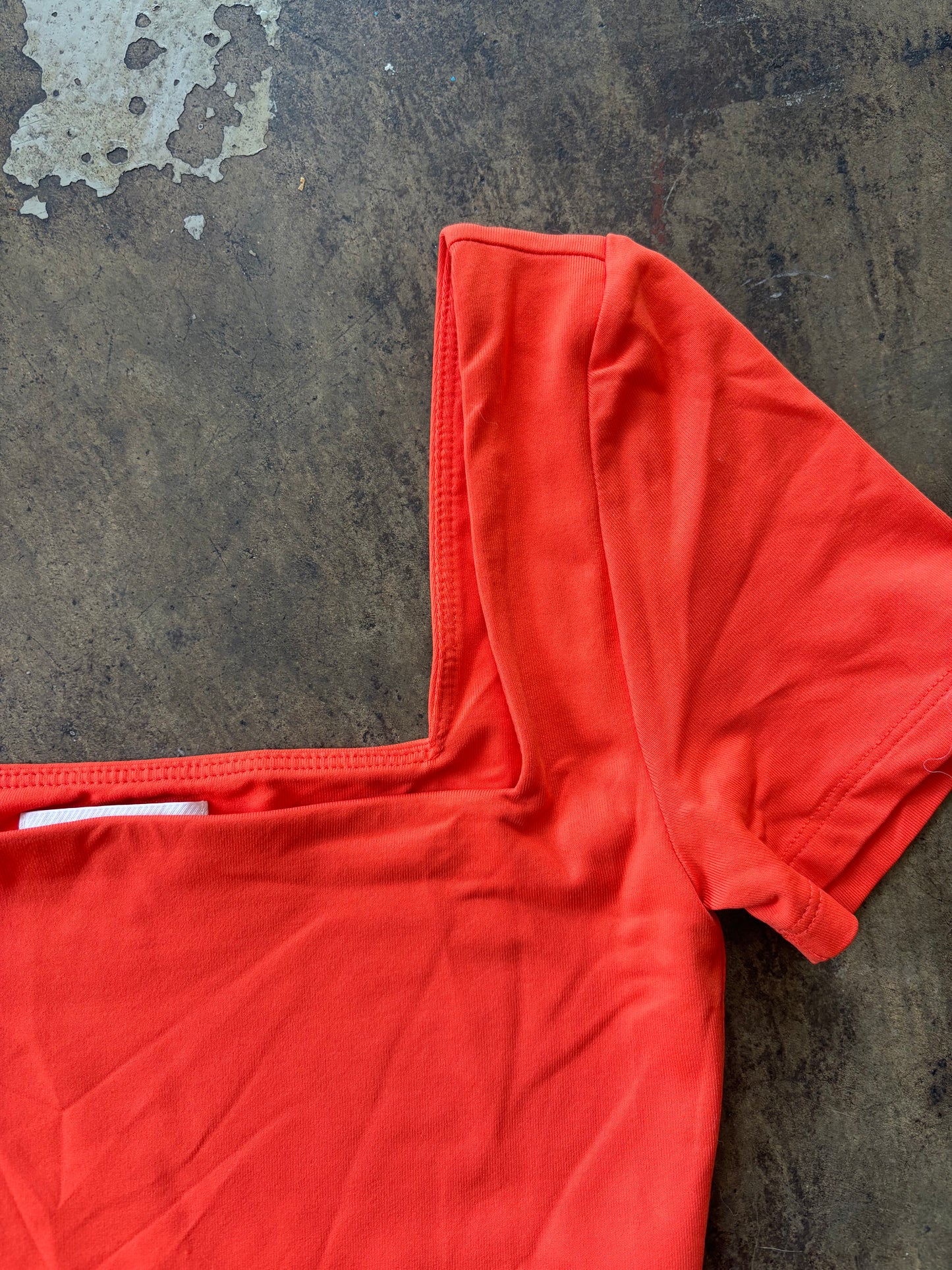 Orange Square Neck Contour Bodysuit