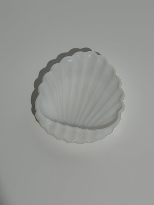 Milk Glass Seashell Dish